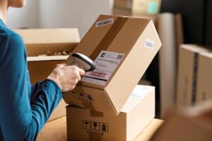 Package being scanned into UPS system