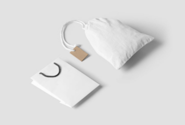 Plain white gift bag and cloth bag