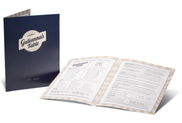 A professionally-printed restaurant menu